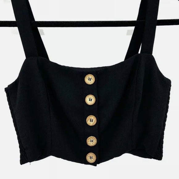 Brand: LulusStyle: Sweet As Ever Button Front Sleeveless Festival Crop Top Small - Picture 3 of 7